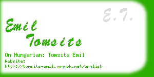 emil tomsits business card